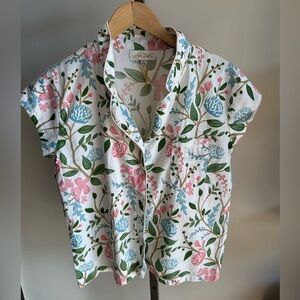 Jayes Studio Women’s Pajama Top White Pink Blue Floral Size XS (2/4)